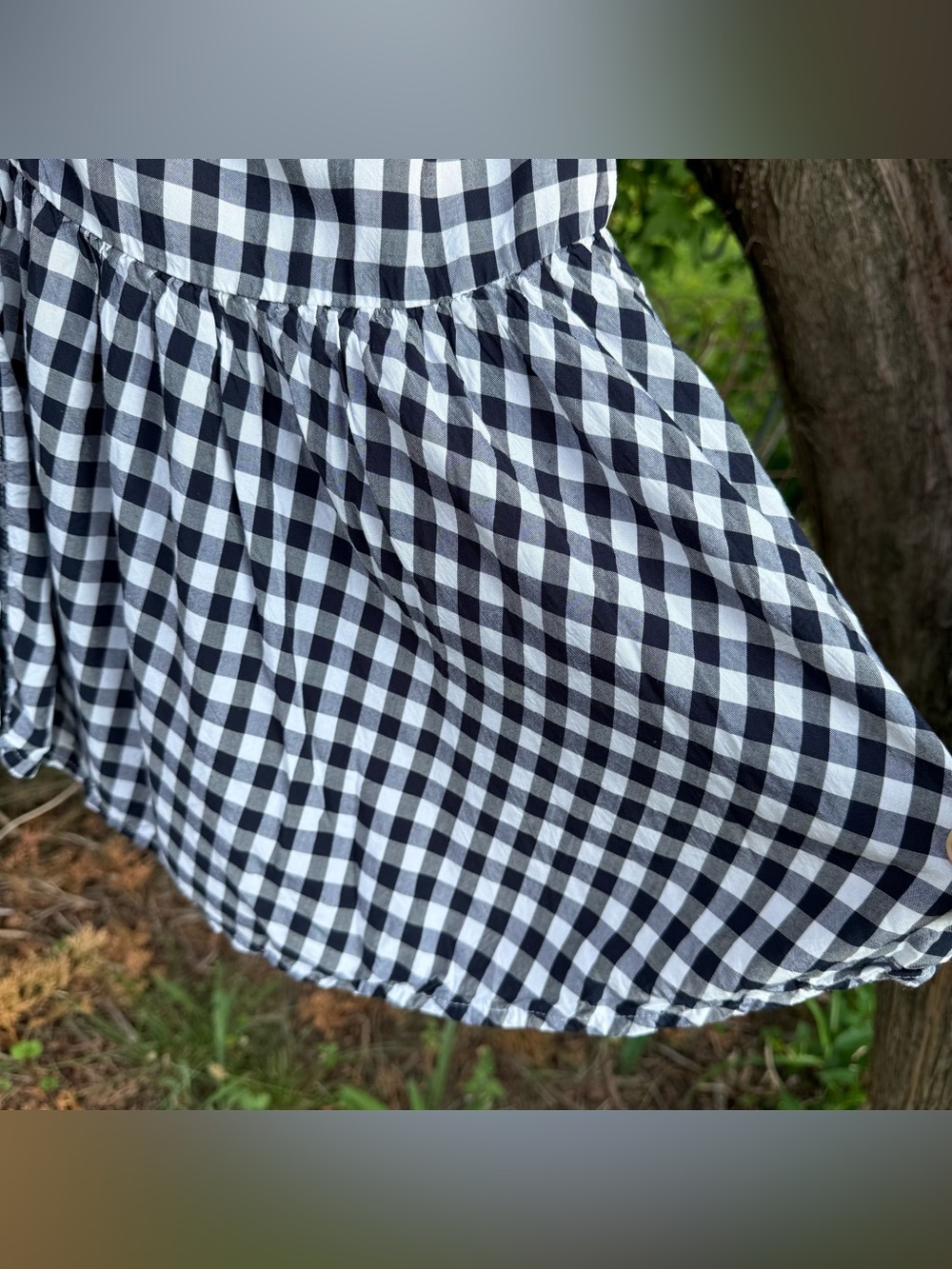 J CREW Gingham Black & White Button Front Size 8 Tie Strap Ruffle Hem Midi Dress - Picture 13 of 16